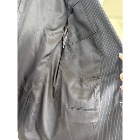 Burberry London Custom Bespoke Pinstripe Wool Blazer Jacket 44R Gray Luxury - Picture 9 of 10